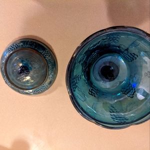 Vintage Blue Indiana Glass Candy Dish